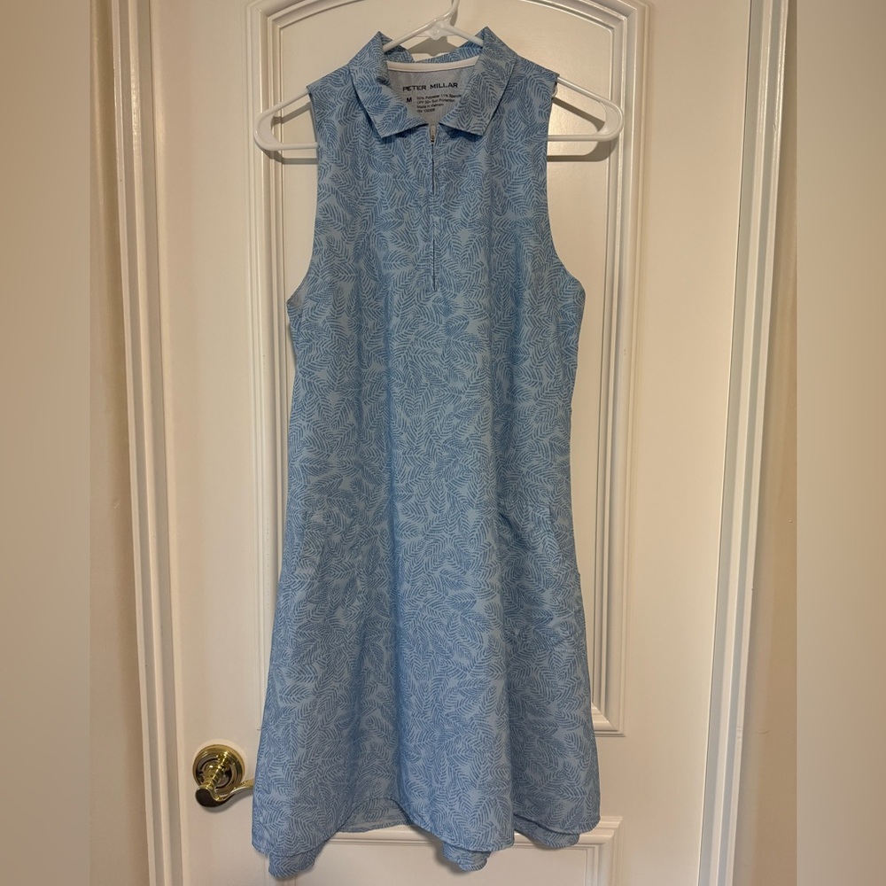 Peter Millar Light Blue Palm Print Golf Dress